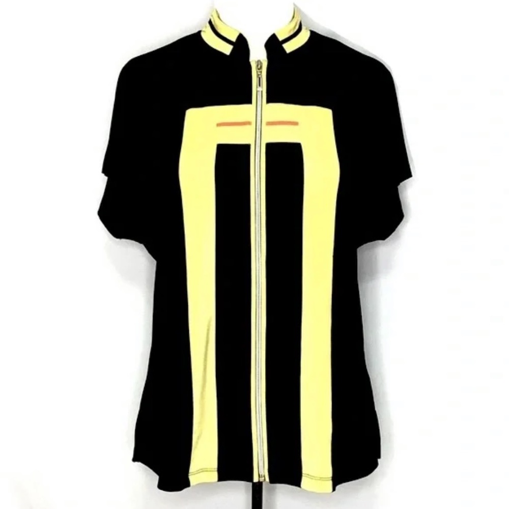 Vintage 1990s Jamie Sadock Full Zip Color Block Activewear Top